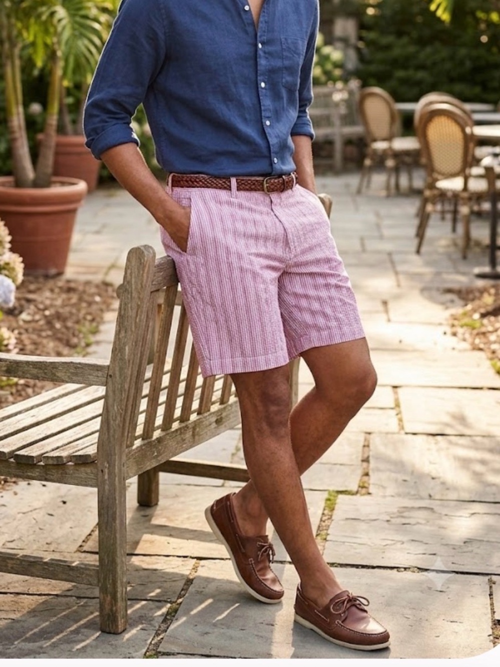 Ben Sherman Pink Seersucker Flat Front Shorts